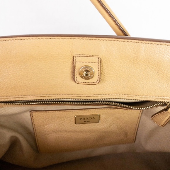 Prada Pebbled vitello daino tote Leather Bag **missing long strap** - Picture 12 of 16